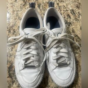 Calvin Klein Women’s Casual White Faux Leather Lace-Up Sneakers, SIZE 7 1/2M